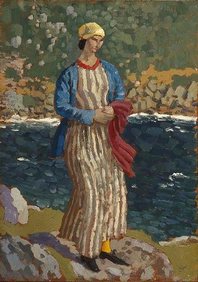 John Augustus Atkinson Woman by a Riverbank Germany oil painting art
